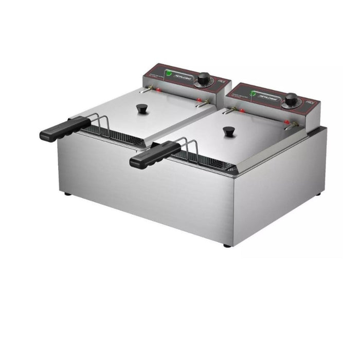 Freidora Eléctrica 10 Litros Con Tapa Acero Inox. Metalcubas FRCE10