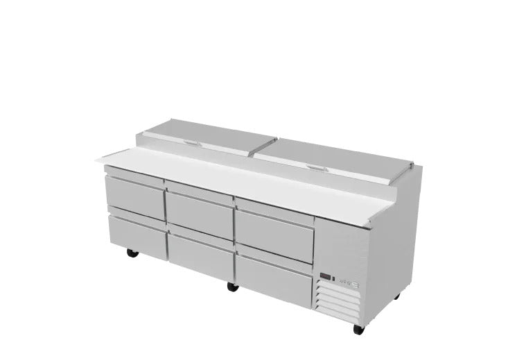Mesa Refrigerada Para Pizzas Premium 2 Puerta 2 Cajones Acero Inox 30.2 Pies Asber APTP-93-D2 P HC