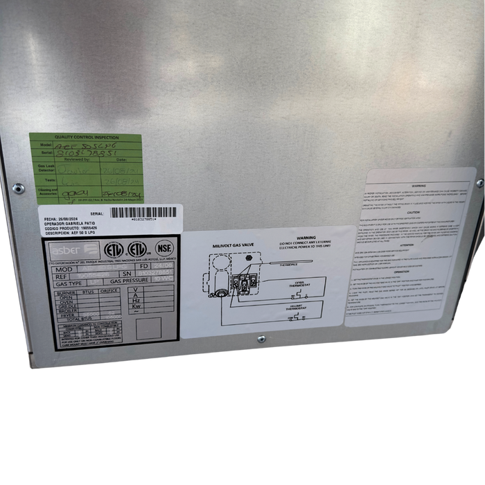 Freidora A Gas Recuperación Rápida / Zona Fría 50 Lbs Asber AEF-50-S