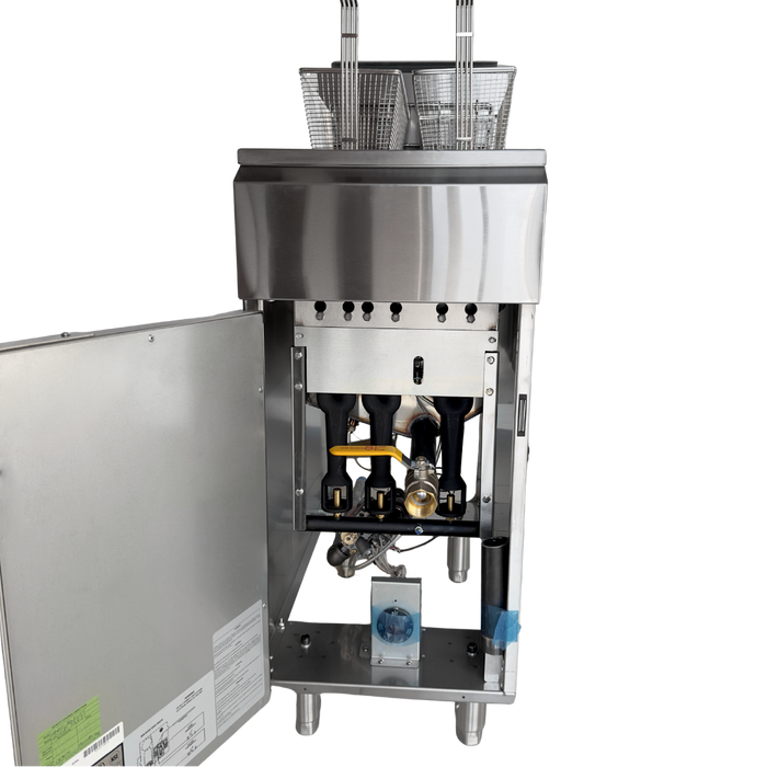 Freidora A Gas Recuperación Rápida / Zona Fría 50 Lbs Asber AEF-50-S