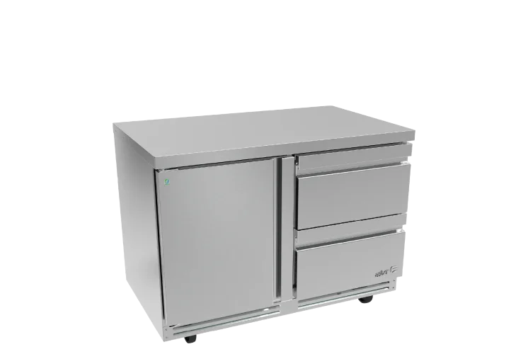 Mesa Refrigerada Bajo Mostrador Premium 1 Puerta 2 Cajones Acero Inox 20.6 Pies Asber AUTR-60-D2 P HC