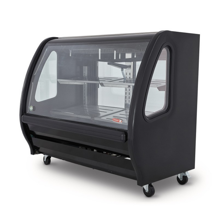 Vitrina Exhibidora Panorámica Vidrio Curvo Negra 150cm Torrey TEM150N