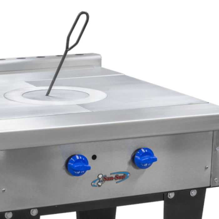 Estufa Heavy Duty a Gas 2 Quemadores con Plancha Tipo Francesa San-Son ZS-703