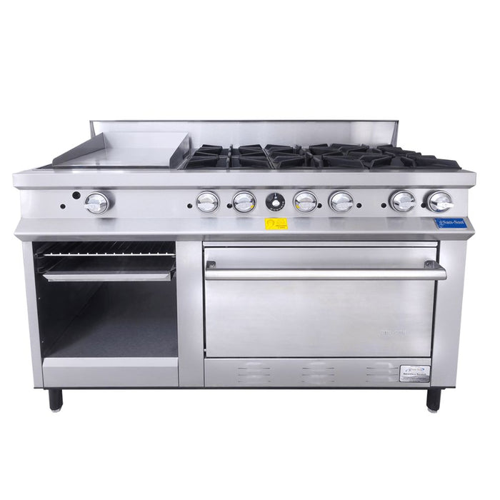 Estufa Compacta a Gas 6 Quemadores, Plancha, Gratinador, Horno, Alacena San-Son SSE6QG