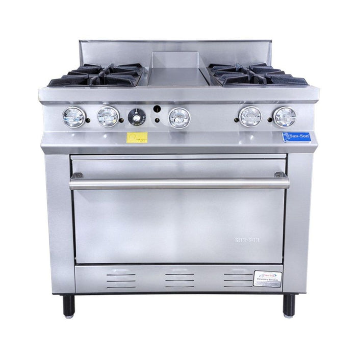 Estufa a Gas 4 Quemadores, Plancha, Horno San-Son SSE4QP