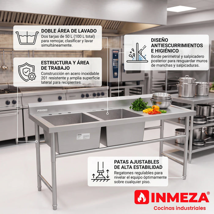 Fregadero de 2 Tarjas Rhino FREGA-2T