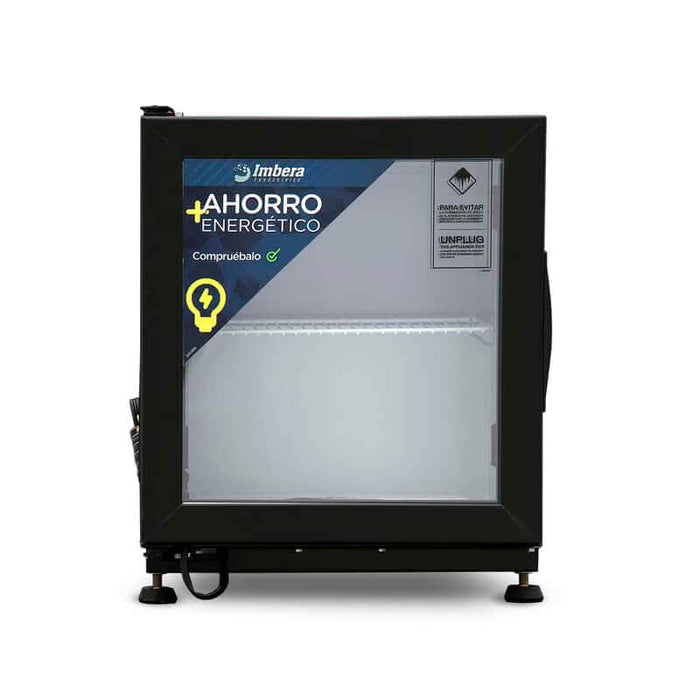 Refrigerador Vertical Negro 1 Puerta Cristal Luz Led 0.9 Pies (1016414) Imbera BVC01-E1 VRS0.9