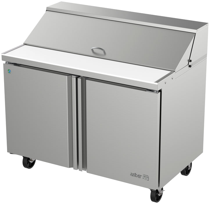 Mesa Refrigerada Para Preparación Ensaladas 2 Puertas Acero Inox 13.3 Pies Asber APTS-48-12 HC