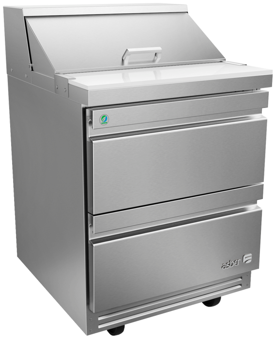 Mesa Refrigerada Para Preparación Ensaladas Premium 2 Cajones Acero Inox 9.5 Pies Asber APTS-27-8-D2 P HC