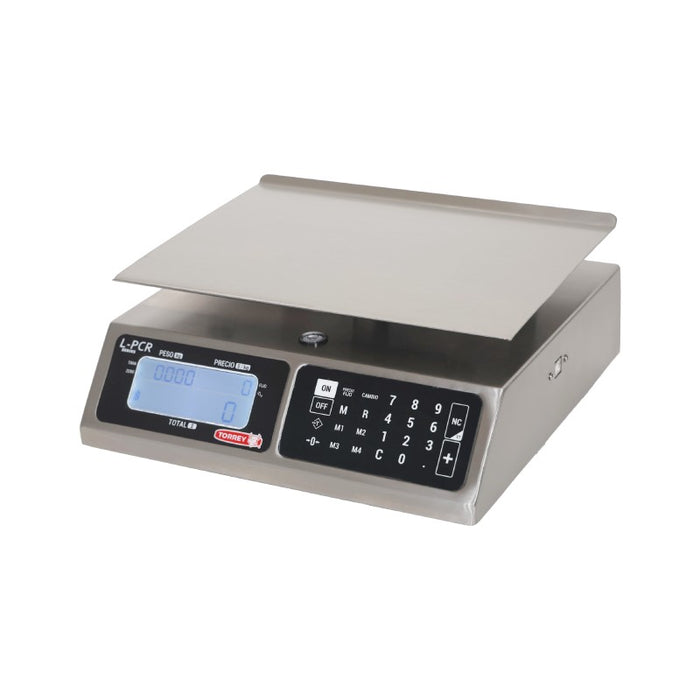 Báscula Digital Memorias de Precios, Funcion de Caja Regitradora, Conexión USB, Acero Inox 40kg Torrey LPCR40-N-USB