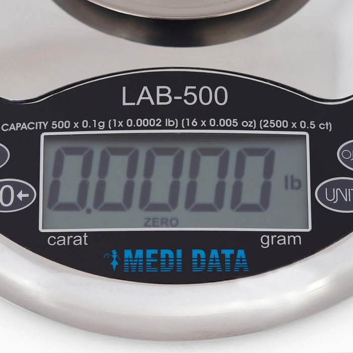 Báscula de Precisión Construida en Plástico Plato Acero Inox 500gr Torrey LAB500