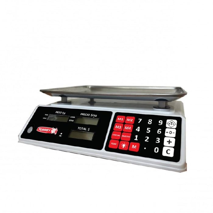 Báscula Digital, Memoria de Precios, Función de Caja Registradora - Contadora, Pantalla Doble Vista 40kg Torrey SXE40-LC