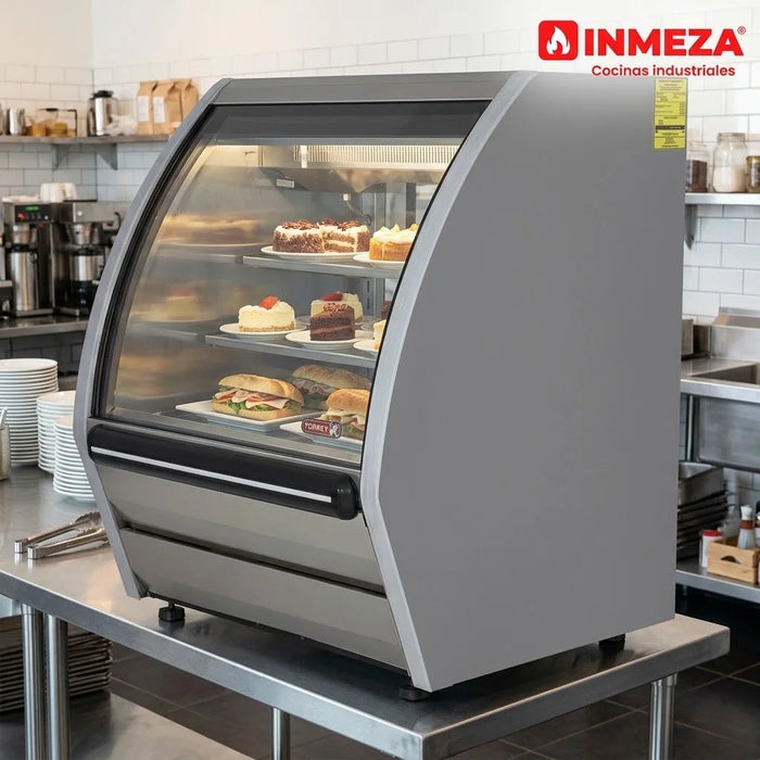 Vitrina Delicatessen Exhibidora Vidrio Curvo 91.5cm Acero Inox Torrey DRD3-LS-AI