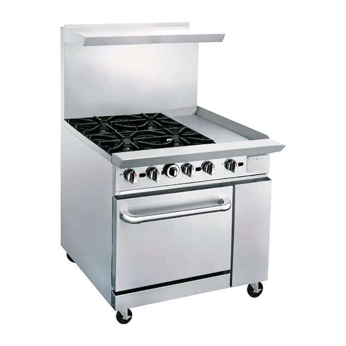 Estufa Comercial 4 Quemadores Con Plancha Y Horno Migsa DCR36-4QH
