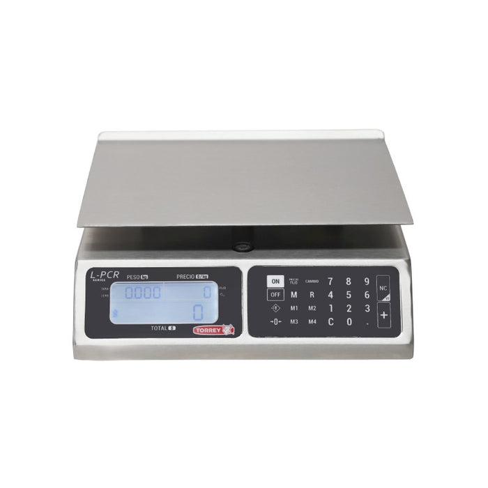 Báscula Digital Memorias de Precios, Funcion de Caja Regitradora, Conexión USB, Acero Inox 40kg Torrey LPCR40-N-USB