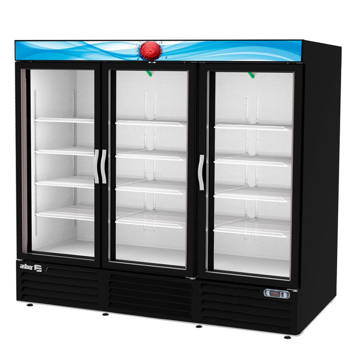 Refrigerador Vertical Vinil Negro 3 Puertas Cristal 72 Pies Asber ARMD-72 HC