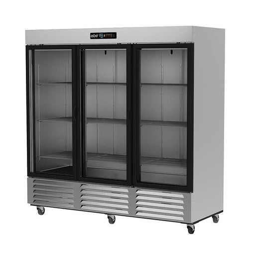 ASBER ARR-72-G-H Refrigerador 3 Puertas de Cristal 72 Pies3 Acero Inoxidable Envio Cobrar Refrigeracion ASBER 