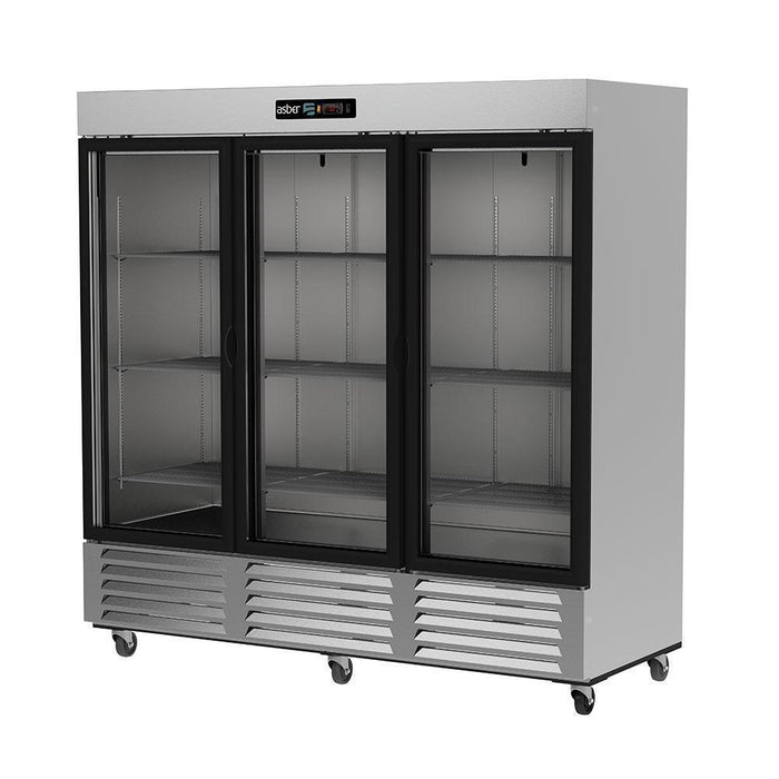 ASBER ARR-72-G-H Refrigerador 3 Puertas de Cristal 72 Pies3 Acero Inoxidable Envio Cobrar Refrigeracion ASBER 