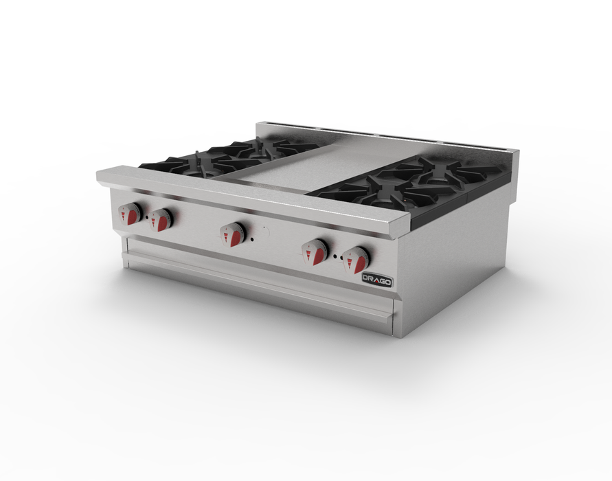 Combinado Parrilla y Plancha 4 Quemadores Drago CG-40P