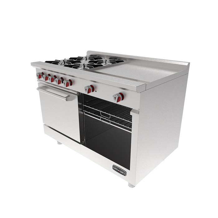 Estufa 4 Quemadores, Horno y Plancha De 2 Pies Drago CG-41PD