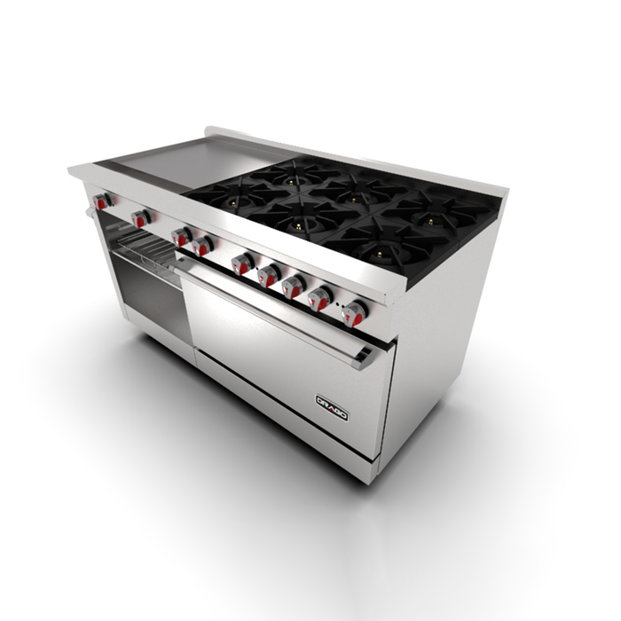 Estufa 6 Quemadores, Horno y Plancha Drago CG-61PD