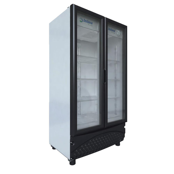 Refrigerador Vertical 2 Puertas Negras Cristal Luz Led 26 Pies (1025242) Imbera VRD26 D-N