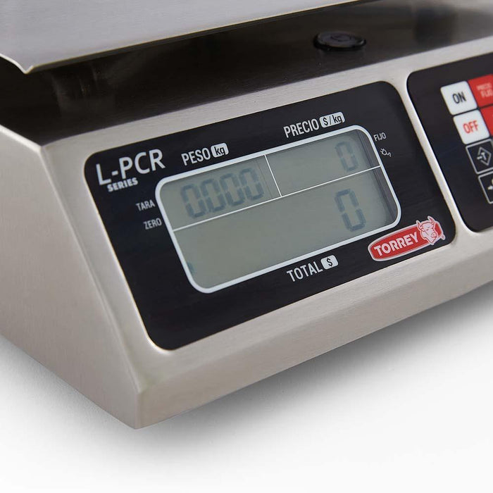 Báscula Digital Memorias de Precios, Funcion de Caja Regitradora Acero Inox 20kg Torrey PCR20-N